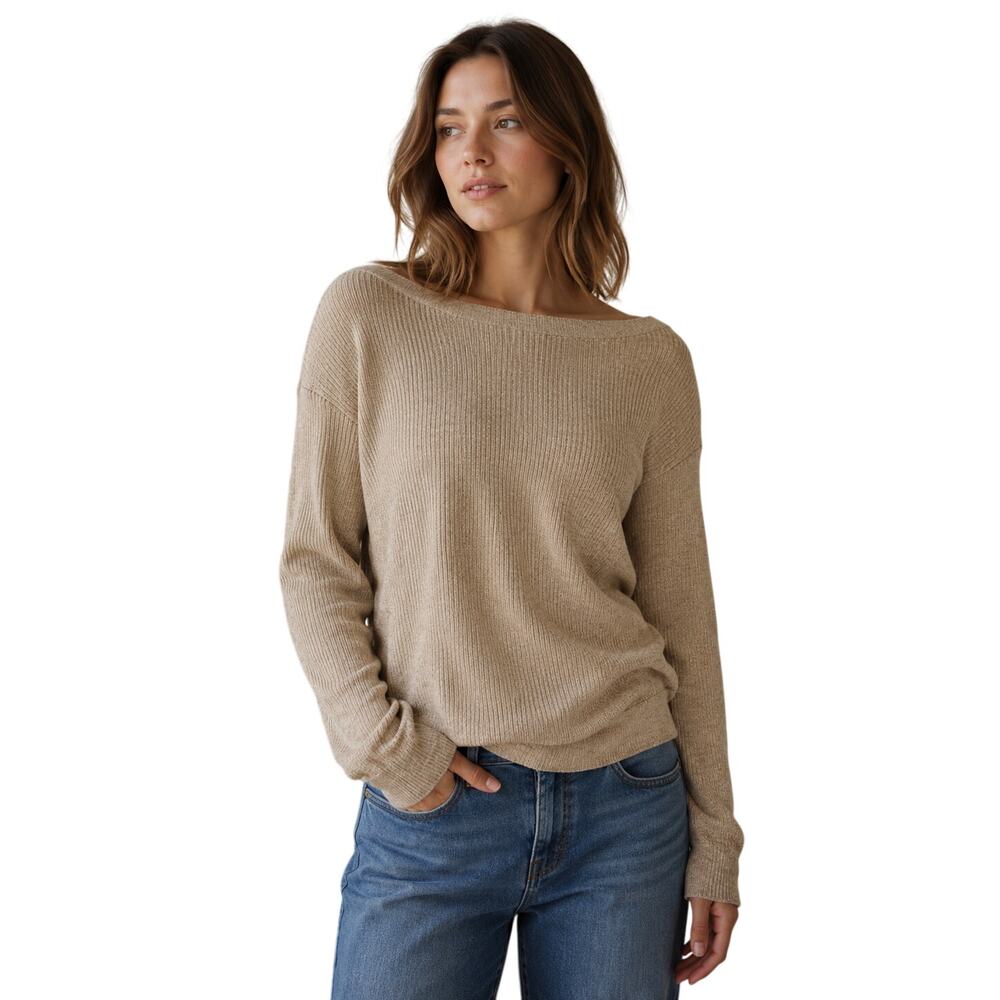 Bobeau Tan Boatneck Top, size Large